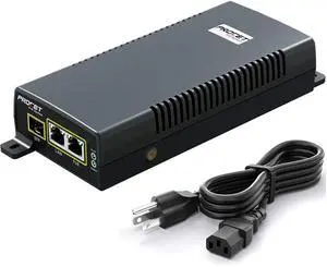 PROCET Gigabit SFP Fiber PoE Injector up to 60W, Uplink PoE++ Power Injector IEEE802.3af/at Standard Compliance with Surge Protection, Wide Temp -40 to 131 for PTZ Camera, Wireless Access Point