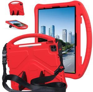 YRH Case for iPad Air 13 inch (M2/M3) 2024/2025, for iPad Pro 13 inch (M4) 2024/12.9 inch (M2) 2022, EVA Shockproof Cover with Strap Handle Stand, Red