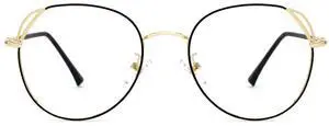 Zeelool Unisex Classic Metal Round Blue Light Blocking Glasses Eyewear with Anti-Reflective Coating Ester ZDX052460-04 Black-Gold