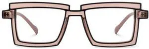 Zeelool Rectangle Glasses Stylish Eyewear for Women Blue Light Blocking Glasses Anti Eyestrain Glasses ZJGP094654-10 Brown