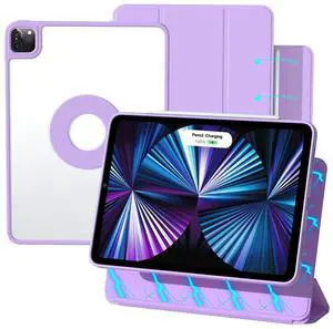 ZENLU iPad Pro 11 inch Case with Removable Magnetic Folio Cover, Premium PU Leather, Multiple Angles Stand, Pencil Slot Charging Support, Full Protective Case for 11" (1/2/3/4 Gen) iPad Pro (Purple)