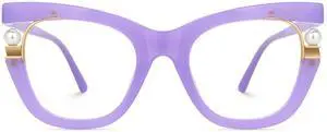 Zeelool Stylish Pearl Cat Eye Blue Light Glasses for Women Anti Glare/UV400 Computer Glasses ZJGX957054-03 Purple