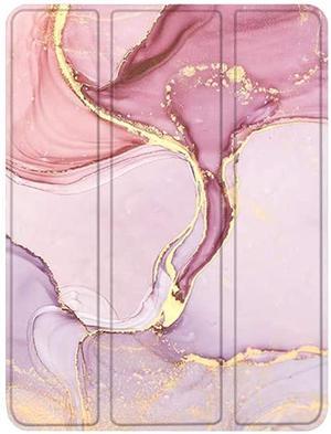 SaharaCase Folio Case for Apple iPad 10.2" (8th Generation 2020) and (9th Generation 2021) [Shockproof Bumper] Rugged Protection Anti-Slip Grip Slim Fit Integrated Kickstand (Pink Marble)