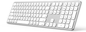 SODI Wireless Keyboard for Mac with Numeric Keypad, Aluminum Bluetooth Keyboard, Backlit, Rechargeable, Full Size Multimedia Keys Work with MacBook Pro/Air, iMac, iPad, iPhone, US English, Silver