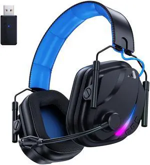 Vakedy HW12 Wireless Gaming Headset with Microphone 2.4GHz Bluetooth Gaming Headphones Wireless of Duty/FPS Gamers,50Hr Battery Life Gamer Headset for PS5,PS4,PC,Switch,Mac