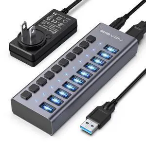 ACASIS Powered USB Hub,10 Ports USB 3.1 Hub with 10Gbps Data Speed, Individual On/Off Switches, 12V4A 48W Power Adapter, USB Hub 3.1 Powered for MacBook, Mac Pro/Mini, Surface Pro Laptop/PC