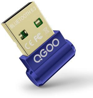 USB Bluetooth Adapter for PC - QGOO 5.3 EDR Dongle, Wireless Receiver for Desktop Computer Laptop Headphones Headset Keyboard Mouse Speakers Printer Windows 10/11(Blue)