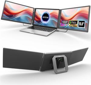 KEFEYA 15.6" Laptop Screen Extender, Includes Power Bank, FHD 1080P IPS Triple Laptop Monitor Extender for 13-17" Laptops, Plug & Play with HDMI/USB-A/TYPE-C/Hub, Compatible with Windows, Mac, Android