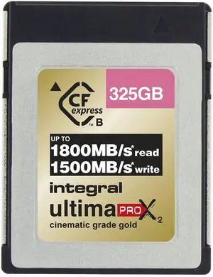 Integral 325GB CFexpress Memory Card Type B 2.0 12K & 8K RAW and 8K 120 Designed Advanced Cinematic and DSLR Cameras That Require A High Sustained Write Speed of A Minimum 1500MB/s