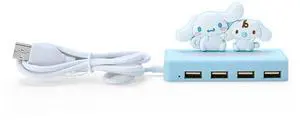 Sanrio Slim USB Hub - Cinnamoroll Character, 2.4 x 3.7 inches (6 x 9.5 x 3 cm), 4 Ports, 480 Mbps Data Transfer Rate