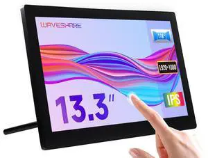 waveshare 13.3inch Capacitive Touch Screen LCD V1, with Case and Toughened Glass Cover, 1920×1080, HDMI, IPS,