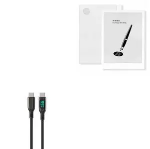 BoxWave Cable Compatible with Ratta SuperNote A5 - PowerDisplay PD Cable (6ft) - USB-C to USB-C (100W), LED Wattage Info Extra Long Braided Nylon - Jet Black
