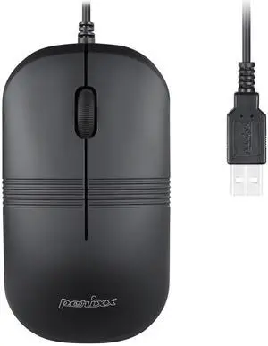 Perixx PERIMICE-503B Wired Optical Washable Mouse, Black (11419)