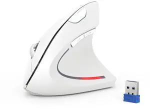 TECKNET Ergonomic Mouse, 4800 DPI Wireless Vertical Mouse with 5 Adjustable DPI Levels, 6 Buttons, 2.4GHz Optical Carpal Tunnel Mouse for Laptop, Desktop, PC, MacBook - White