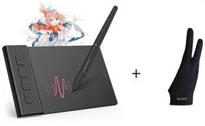 VEIKK VK430 Drawing Pad 4x3 Inch Graphics Tablet with Battery-Free Pen with Artist Glove