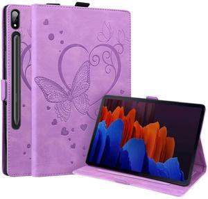 Dteck Galaxy Tab S10 Ultra Case 2024,Galaxy Tab S9 Ultra/S8 Ultra Case with S Pen Holder, 3D Embossed Butterfly PU Leather Flip Smart Multiple Angles Stand Wake/Sleep 14.6 inch Tablet Case, Purple