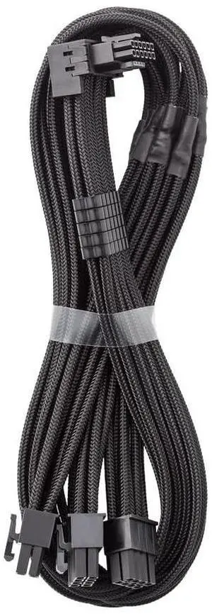 CableMod E-Series Pro ModMesh Sleeved 12VHPWR 90° StealthSense PCI-e Cable for EVGA G/G+ / P/P+ / T - Variant A (Black, 16-pin to Triple 8-pin, 60cm)