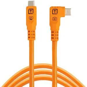 Tether Tools TetherPro Optima 10G USB Exclusive Data Transfer, 6 (1.8M) Straight to Right Angle Cable - Orange | Not Compatible with Fuji GFX Models