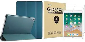 ProCase iPad Pro 9.7 Teal Slim Hard Shell Case Bundle with 2 Pack iPad 9.7 2018 & 2017 / iPad Pro 9.7 / iPad Air 2 / iPad Air Tempered Glass Screen Protectors
