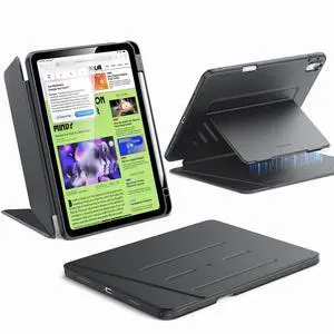 ESR for iPad Air 11 Inch Case M3/M2 (2025/2024), iPad Air 5th/4th Gen (2022/2020), Vertical Stand Cover, Multi Stand Angles, Ultra-Stable Case with Pencil Holder, Flip Series, Black