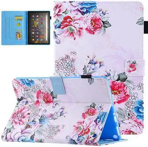 Dteck Case for All-New Fire HD 10 & HD 10 Plus Tablet (2021 Release, 11th Generation) - Slim Multi-Angle Folio Stand Premium PU Leather Protective Smart Cover with Auto Wake Sleep, Vibrant Rose