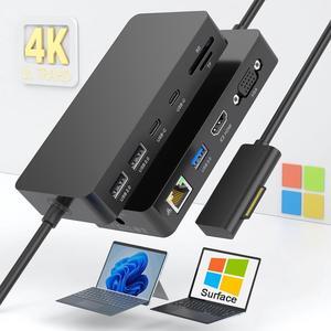 Surface Pro Docking Station, 11 in 1 Microsoft Surface Dock Triple Displays 4K@60HZ HDMI+VGA, Surface Dock for Microsoft Surface Pro 11/10/9/8/X/7/6/5/4,Surface Laptop go/7/6/5/4 /3/2, Surface Book