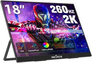 InnoView 18 Inch 260HZ Portable Gaming Monitor,2K 2560x1600 QHD Portable Monitor OD Gameplus HDR FreeSync Laptop Monitors with Kickstand,Portable Screen for Laptop PC Phone Game Console