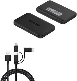 BoxWave Cable Compatible with ZTE ZMax Connect - AllCharge 3-in-1 Cable - Jet Black