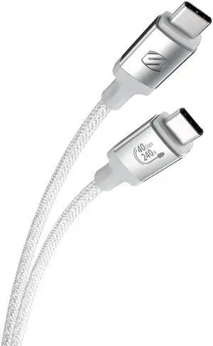 Scosche CC4B4WT StrikeLine USB4, 4FT USB-C to USB-C Charging Cable with 240W Fast Charging and 40Gbps Data Transfer, Cord Compatible with Thunderbolt 3, MacBook, iPhone 16, iPad, Galaxy, 4K/8K Display