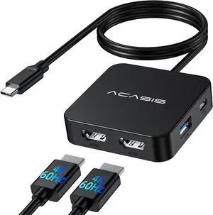 ACASIS USB C Hub Dual HDMI 4K 60Hz, USB C to Dual HDMI Adapter with 100W PD Charging, 5Gbps Data Transfer, USB C Docking Station Dual Monitor Adapter for Dell XPS/MacBook/Surface/iPhone 15/Lenovo