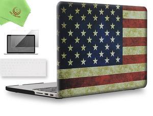 UESWILL 3in1 Unique Pattern Hard Case Compatible with MacBook Pro (Retina, 15-inch, Mid 2012 to Mid 2015), Model A1398, NO CD-ROM, NO Touch Bar + Keyboard Cover and Screen Protector,US Flag