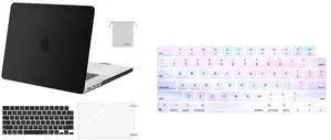 MOSISO Compatible with MacBook Pro 16 inch Case 2021 Release A2485 M1 Pro / M1 Max, Plastic Hard Shell&Keyboard Skin&Screen Protector&Storage Bag, Black & Colorful Clouds