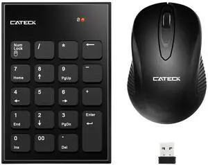 Numeric Keypad & Mouse Combo, Cateck 2.4G 19 Keys Wireless Mini USB Number Pad Keyboard and Mouse Combo with USB Receiver for Laptop Desktop PC Notebook- Just One USB Receiver