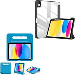 ProCase Clear Back Trifold Case Bundle with Kids Case for iPad 10th Gen 2022