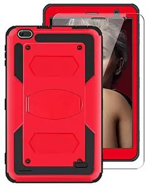 Mignova for NUU Tab 8 Tablet T0801L T0802L Gateway Tab 8" Case FOXXD T8 Sunshine T1 Elite Shockproof Rugged Hard Back Case + Tempered Glass Screen Protector Film for FANGOR F-863 (Red/1 Pcs)