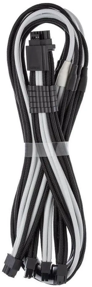 CableMod C-Series Pro ModMesh Sleeved 12V-2x6 12VHPWR StealthSense PCIe Cable for Corsair Type 5 RMX Shift (16 to 4 x 8-pin, Black + White)