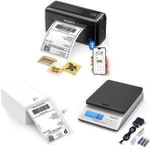 MUNBYN RW402B Thermal Label Printer+Thermal Direct Shipping Label (Pack of 500 4x6 Fan-Fold Labels)+Shipping Scale, Accurate 66lb/0.1oz Postal Scale