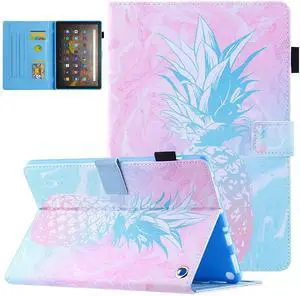 Dteck Case for All-New Fire HD 10 & HD 10 Plus Tablet (2021 Release, 11th Generation) - Slim Multi-Angle Folio Stand Premium PU Leather Protective Smart Cover with Auto Wake Sleep, Marble Pineapple