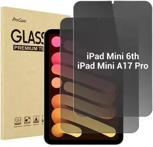 ProCase Privacy Screen Protector for iPad Mini 7th(A17 Pro) 2024 / Mini 6th Generation 8.3" 2021, Anti-Spy Tempered Glass Film Guard for iPad Mini 7 6 8.3 Inch -2 Pack