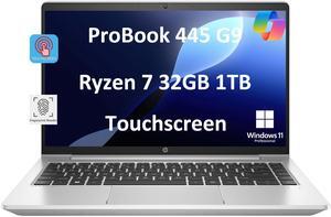 HP ProBook 445 G9 Business Laptop (14" FHD Touchscreen, AMD Ryzen 7 5825U, 32GB RAM, 1TB SSD, 8-Core (Beats i7-1165G7)) Fingerprint Reader, Webcam, Ethernet, Wolf Pro Security, Win 11 Pro, Silver