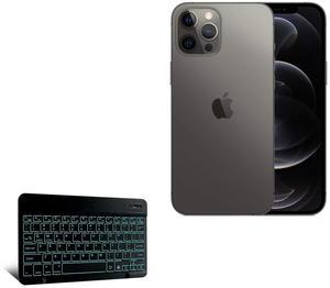 BoxWave Keyboard Compatible with Apple iPhone 12 Pro Max - SlimKeys Bluetooth Keyboard - with Backlight, Portable Slim LED 7 Colors - Jet Black