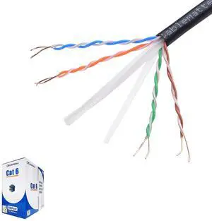 Cable Matters [UL Listed] 10Gbps in-Wall (CM) Rated 23AWG Bare Copper Cat 6 Cable - 500ft, Solid, UTP Cat6 Bulk Ethernet Cable, Cat6 Ethernet Cord, Black