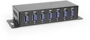 Coolgear 7 Port USB Hub w/Power Adapter - 5Gbps Data, ESD Protection, Self-Powered with DC Input, Mountable Metal Housing