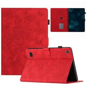 Dteck Cute Butterfly Case for Fire 7 (9th/7th/5th Generation) Tablet 7" 2019/2017/2015 Released, PU Leather Protective Case with Auto Sleep Wake, Foldable Stand, Card Slots, Slim Fit Folio Cover, Red