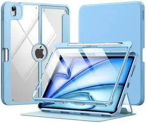 MoKo for iPad Air 11 Inch Case 7th/6th Generation M3/M2 2025/2024, iPad Air 5th/4th Gen Case 10.9 Inch 2022/2020 with Pencil Holder, Screen Protector, Lens Protector, Magnetic Multi Angle, Sunny Sky