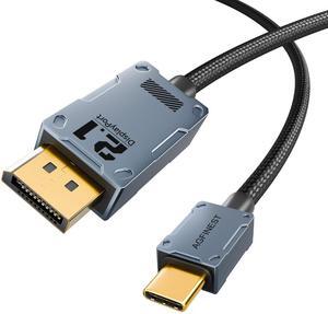 AGFINEST VESA Certified 16K@30Hz USB C to DisplayPort 2.1 Cable,[16K@30Hz 8K@120Hz 4K@240Hz], 80Gbps Unidirectional Transmission Compatible MacBook Pro,iPhone 16/15 Plus Pro, iPad (3.3FT)