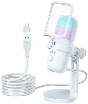 Pro USB Microphone for PC/PS5/Mac - Gaming, Streaming & Podcast Studio Mic with Omnidirectional Sound, RGB Lighting, Quick Mute, Noise Cancellation - Includes Pop Filter, Shock Mount, Boom Arm