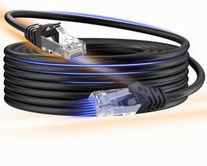 Cat 6 Ethernet Cable 200FT Outdoor&Indoor, Cat6 Ethernet Patch Cable 10Gbps, High-Speed UTP Cat6 Network Cable Pure Copper, Cat 6 Cable for Home and Office Network, Black