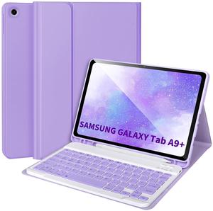 Keyboard Case for Samsung Galaxy Tab A9+/Plus 11'' 2023(SM-X210/X216/X218),Case with Keyboard for Samsung Tab A9+ with S Pen Holder,Detachable Bluetooth Keyboard for Galaxy A9 Auto Wake/Sleep,Purple