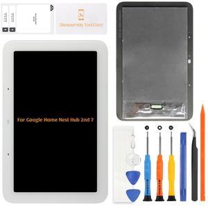 A-MIND Replacement Screen Assembly for Google Home Nest Hub 2nd Generation 7.0" - White, Full Assembly for Display & Touch Panel Repair